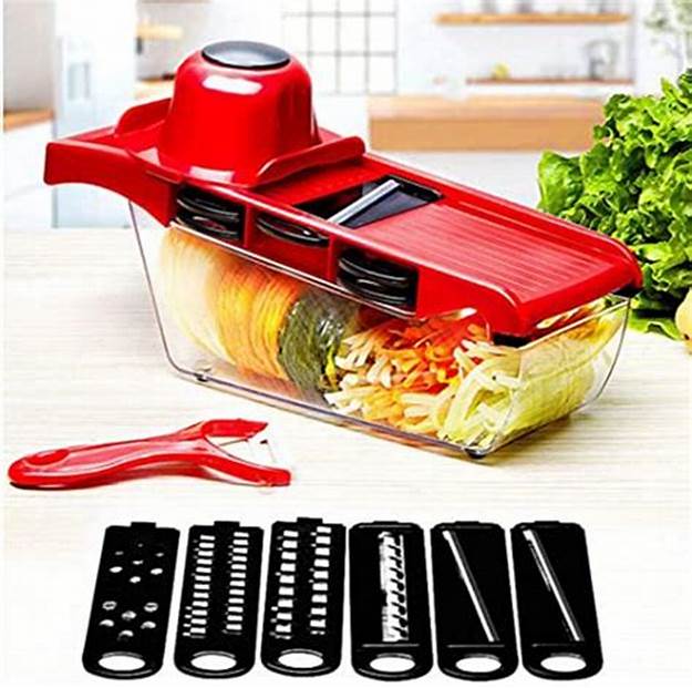 10 in 1 Vegetable Slicer - Mandoline Slicer With Changeable Blades Hand Protector & Stainless Steel Blade