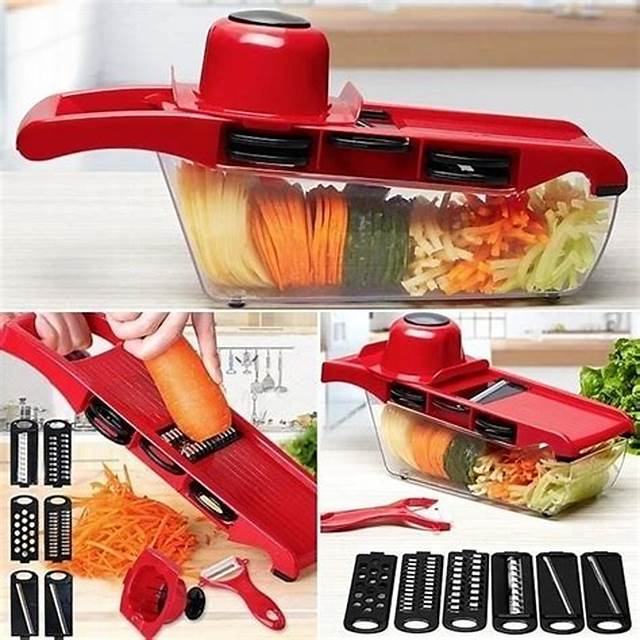 10 in 1 Vegetable Slicer - Mandoline Slicer With Changeable Blades Hand Protector & Stainless Steel Blade